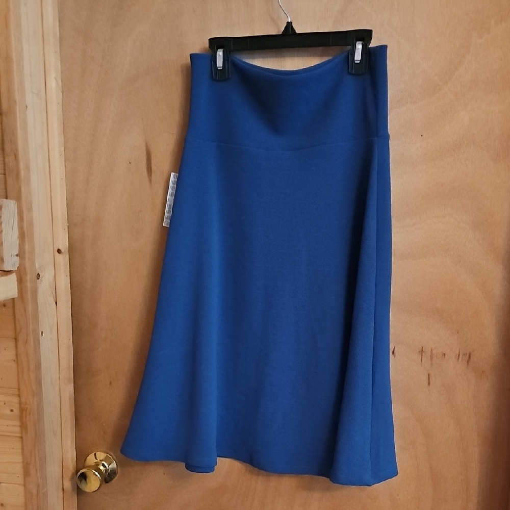 LuLaRoe Blue Midi A-line Skirt for Work - Picture 2 of 2